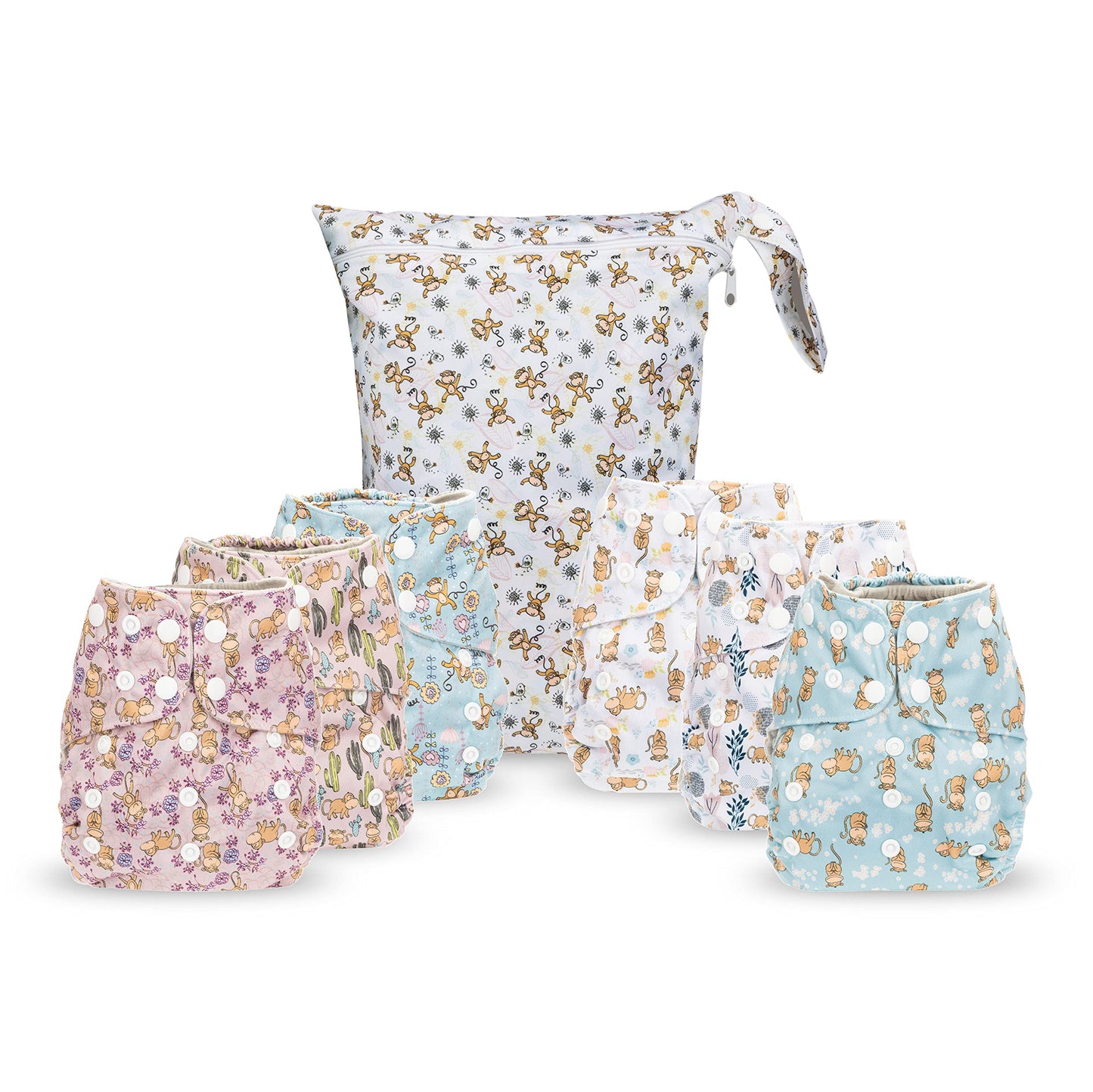 Simple Being Reusable Cloth Diapers, Double Gusset, One Size Adjustable, Washable Soft Absorbent, Waterproof Cover, Eco-Friendly