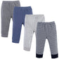 Luvable Friends Unisex Baby Cotton Pants, Black Stripe 4-Pack, 12-18 Months