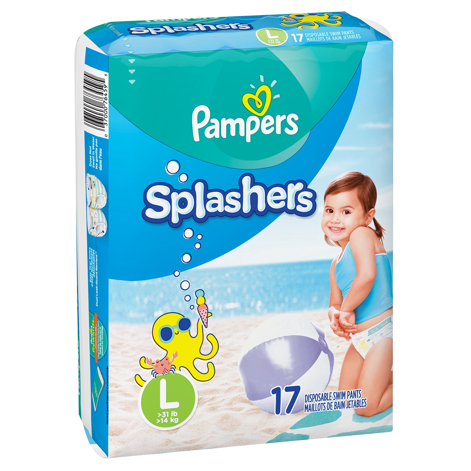 Swim Diapers Size 5 (> 31 Pound) - Pampers Splashers Disposable Swim Pants, Large (34 Count)