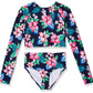 Kanu Surf Girls Long Sleeve Rashguard Upf 50 Two Piece Swim Set, Peggy Crop Navy, 12