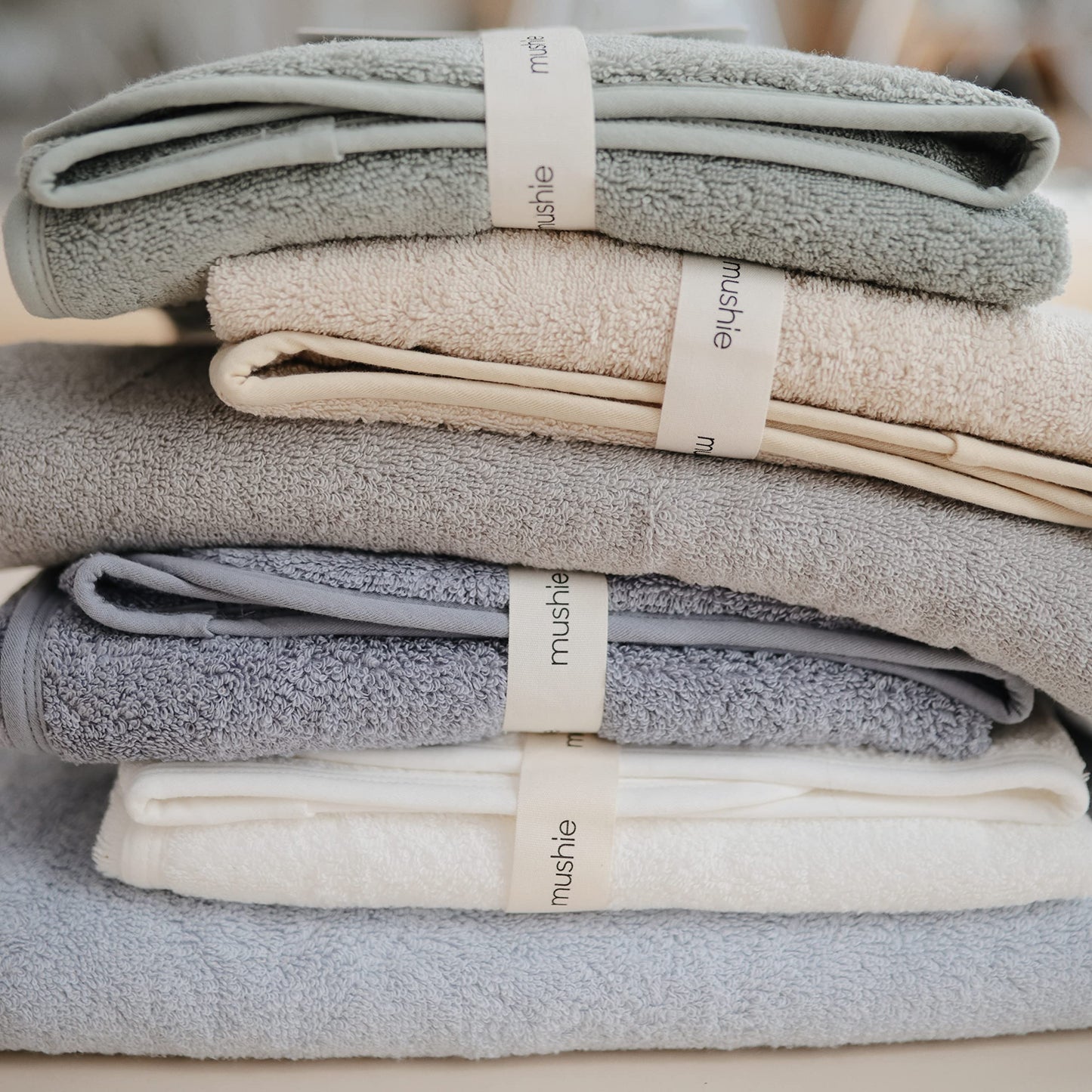 Mushie Baby Hooded Towel | Organic Cotton (Baby Blue)
