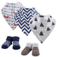 Hudson Baby Unisex Baby Cotton Bib And Sock Set, Teepee, One Size
