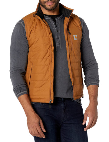 Carhartt Mens Rain Defender Relaxed Fit Lightweight Insulated Vest, Carhartt Brown, Medium Us
