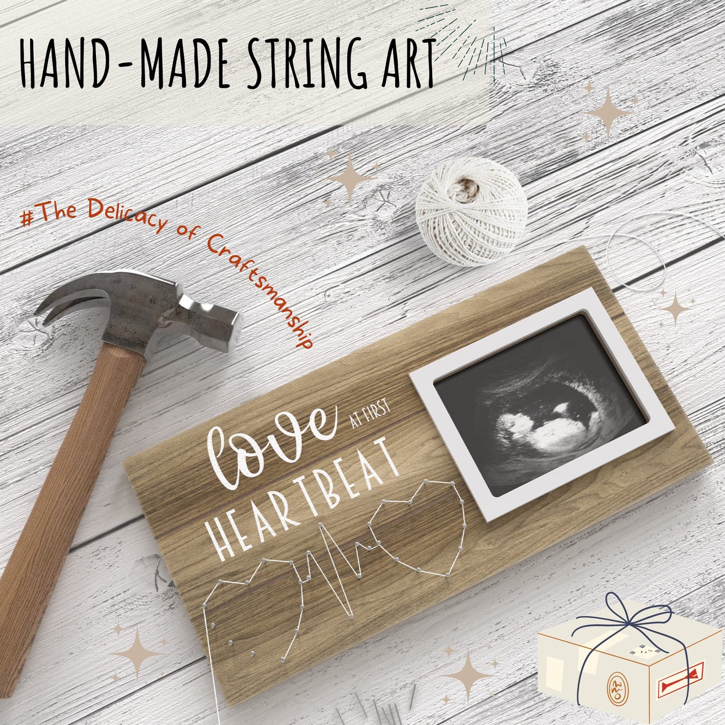 EURSET Baby Sonogram Picture Frame for Standard 4 x 3 Ultrasound Photo - Pregnancy Announcements Ideas - Gender Reveal Baby-Show
