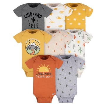 Gerber Baby 8-Pack Short Sleeve Onesies Bodysuits, Southwest, 12 Months