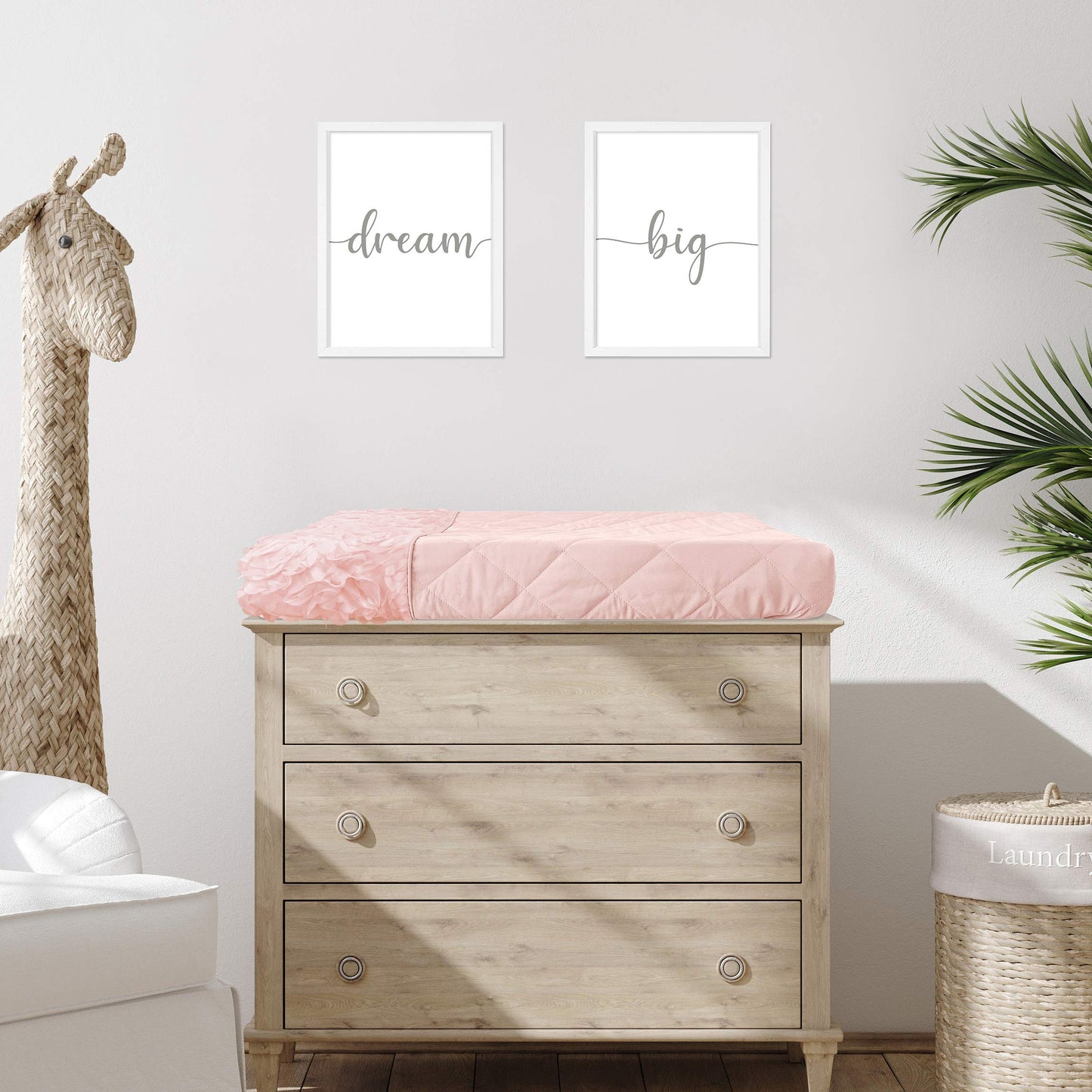 Sweet Jojo Designs Pink Floral Rose Girl Baby Nursery Changing Pad Cover - Solid Light Blush Flower Luxurious Elegant Princess V