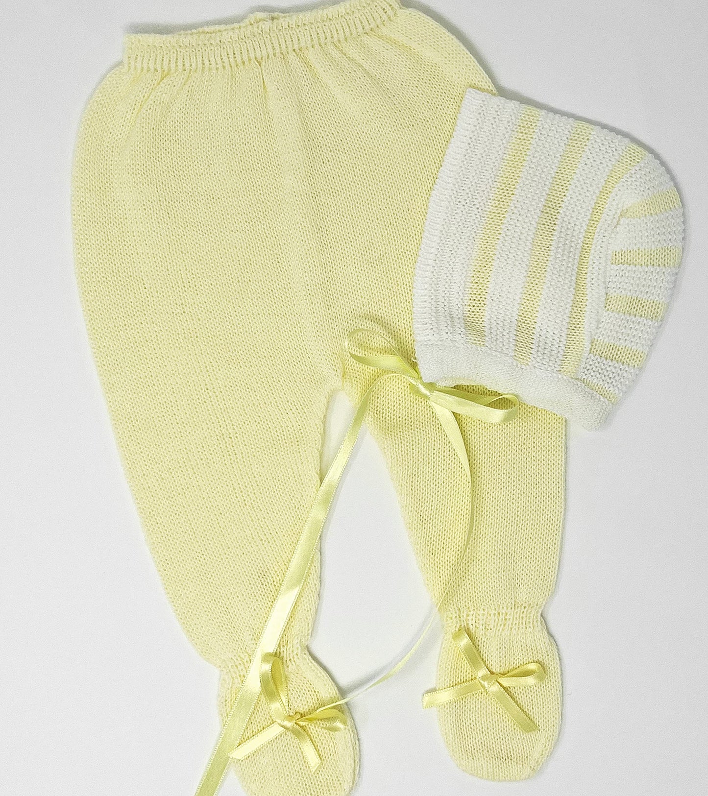 Escalett Layette Newborn Baby Knitted Clothes Set, Coming Home Infant Knit Outfit For Boys And Girls (6210, Yellow, 3M)