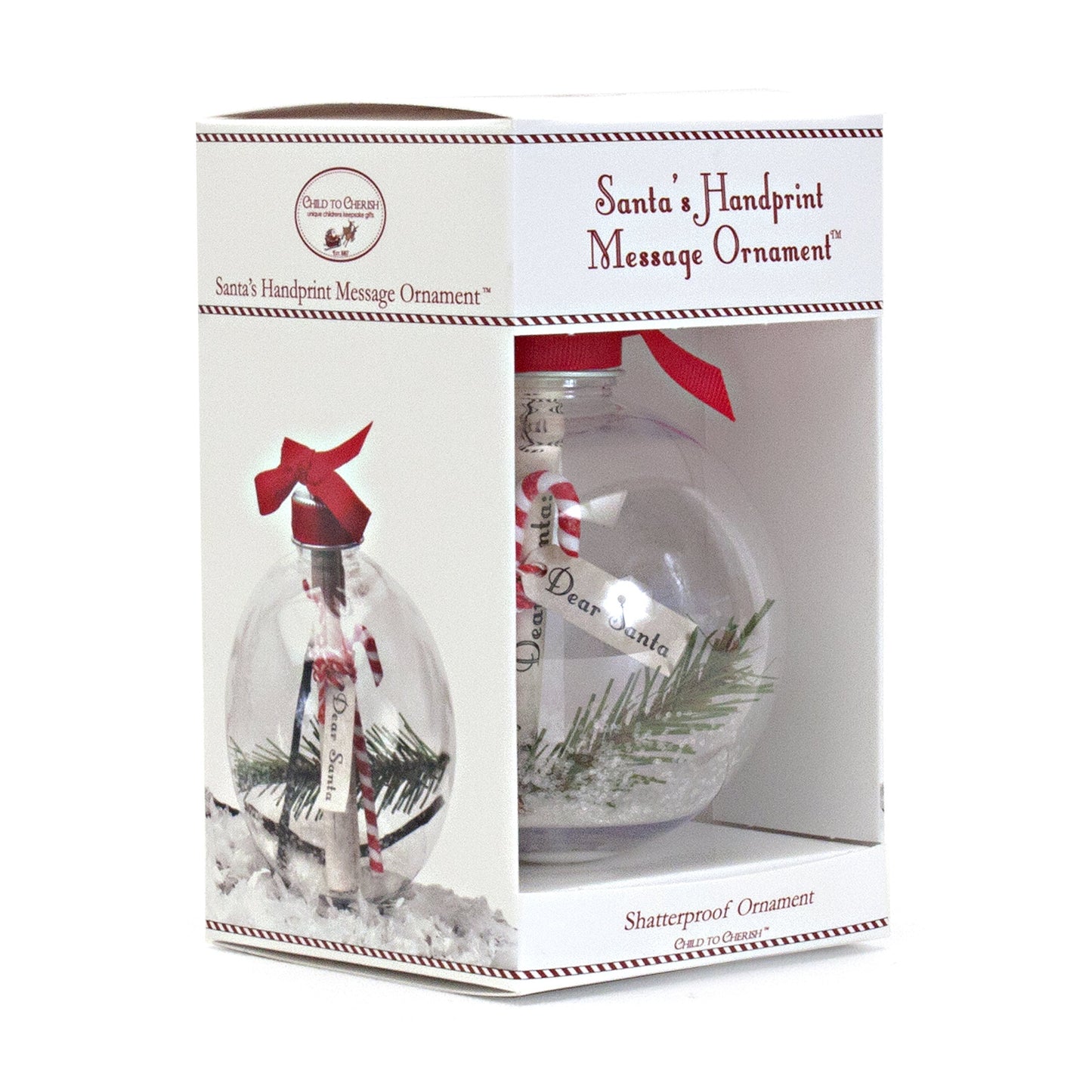 Child To Cherish Santa Handprint Message Shatterproof Christmas Ornament