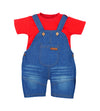 Macitoz Denim Dungaree For Baby Boys Cotton Polo TShirt With Denim Dungree For Boys (L (6Months 12Months), Red)