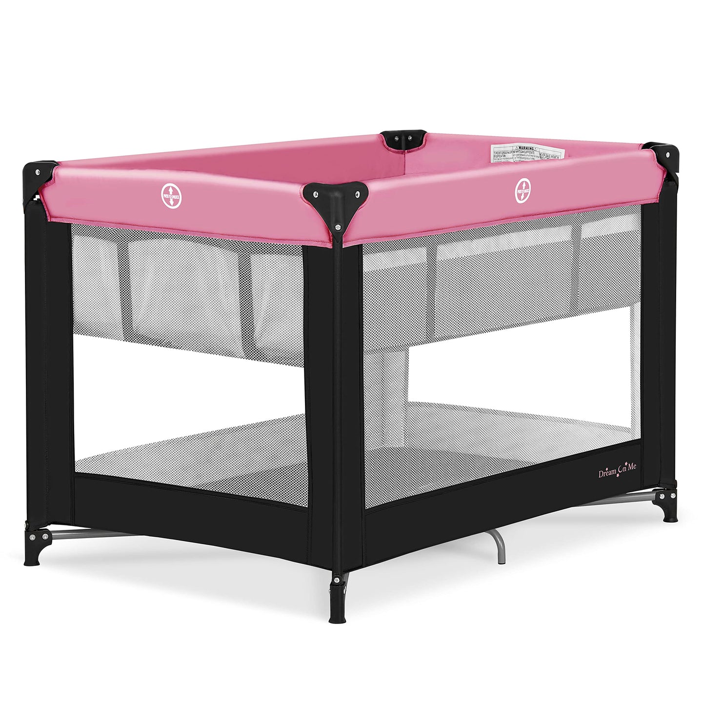 Dream On Me Zazzy Portable Playard with Bassinet in Pink, Packable and Easy Setup Baby Playard, Lightweight and Portable Playard