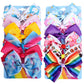 12 Pcs 5 Inch Hair Bows For Girls,Colorful Rainbow Heart Girls Hair Bows Grosgrain Ribbon Hair Bow With Alligator Clips For Todd