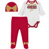 Gerber Nfl Baby Girls 3 Pack Bodysuit Registry Gift Set Footed Pant And Cap, Team Color, 0-3 Months Us