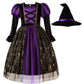 Relibeauty Girls Halloween Spider Witch Dress,3T- 4T/100