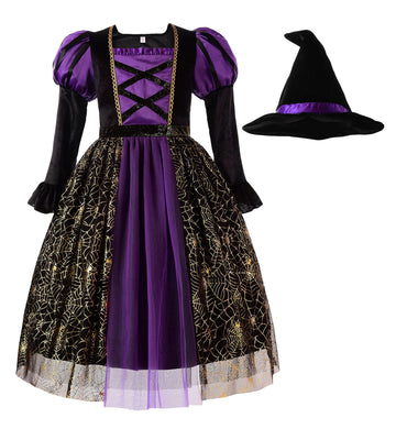 Relibeauty Girls Halloween Spider Witch Dress, 5/120