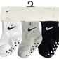Nike Baby Girls' Ankle Gripper Socks (3 Pairs) (Us, Age, 6 Months, 12 Months, White/Grey/Black)