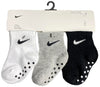 Nike Baby Girls' Ankle Gripper Socks (3 Pairs) (Us, Age, 6 Months, 12 Months, White/Grey/Black)