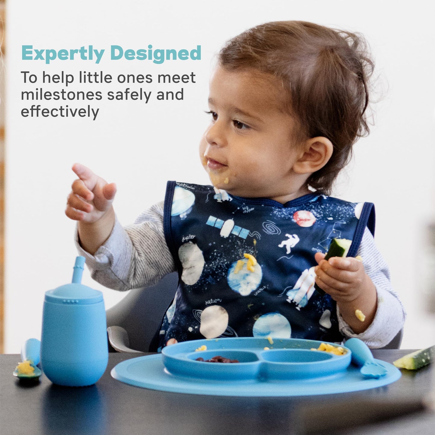Ezpz Mini Cup + Straw Training System - 9 Months+ (Blush) - 100% Silicone Training Cup For Infants + Toddlers - Designed By A Pe