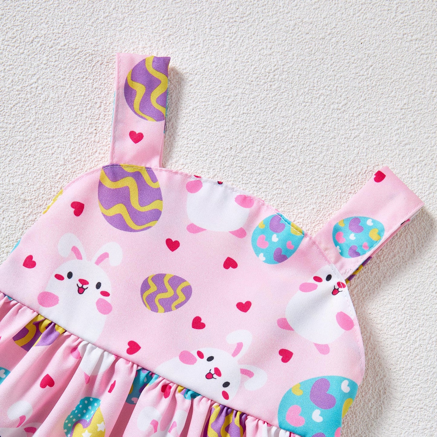 Baby Girl Dress Newborn Easter Dress Summer Pink Eggs Bunny Halter Dresses With Hat Cute Baby Easter Outfit Set Infant Clothes F
