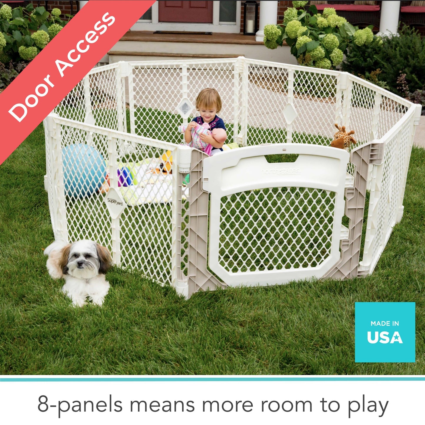 Toddleroo by North States - Superyard 2-Panel Extension: 65.5 Inch Play Yard Extension - Works with Superyard Playpens - Ivory