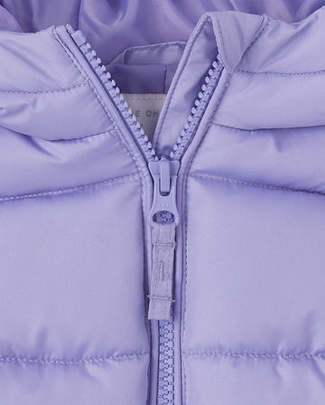 The Children'S Place Baby Girls And Toddler Medium Weight Puffer Jacket, Wind-Resistant, Water-Resistant Jacket, Lavender, 2T Us