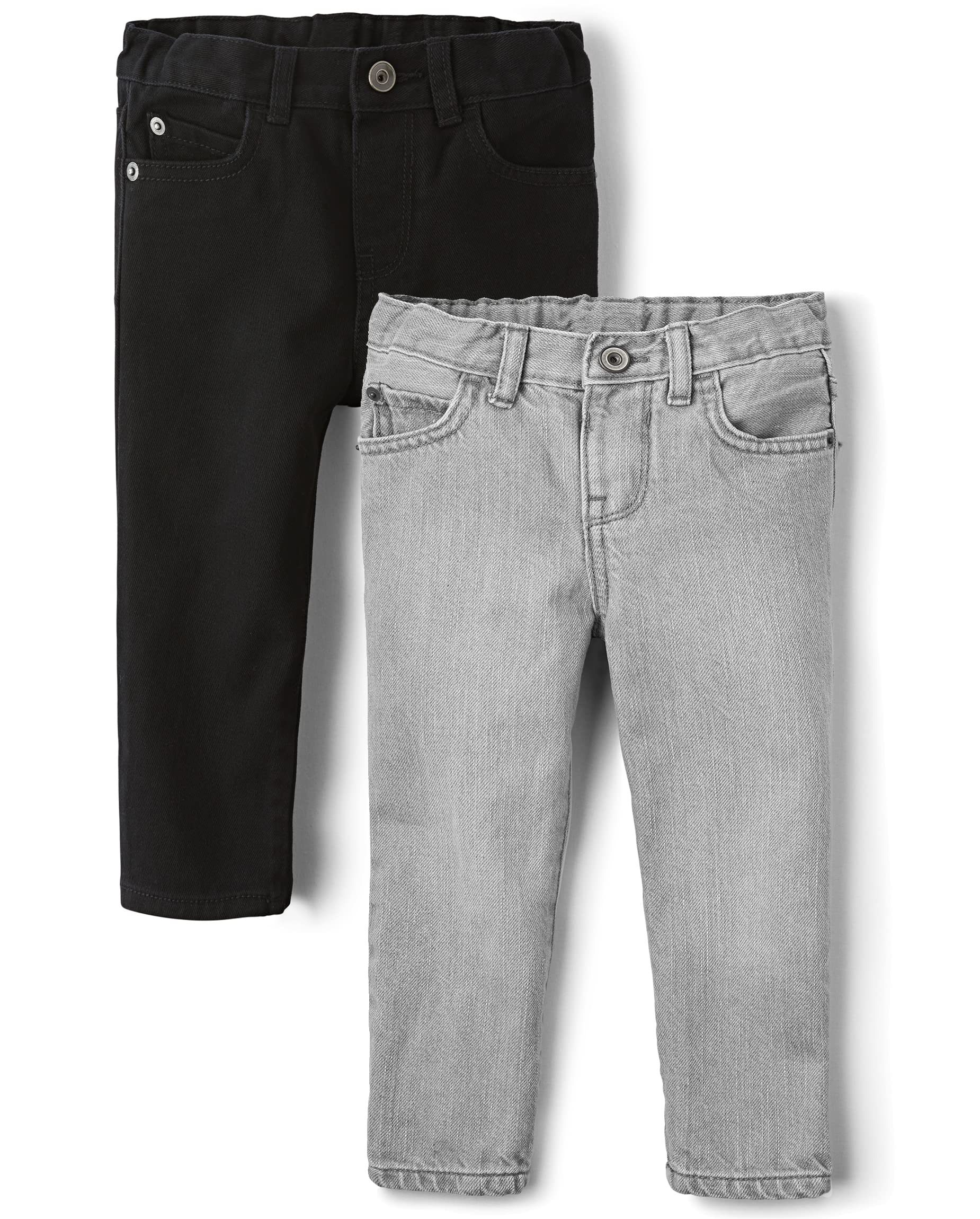 The Childrens Place Baby Boys And Toddler Basic Skinny Jeans, Black Washdove Gray Wash 2 Pack, 4T Us