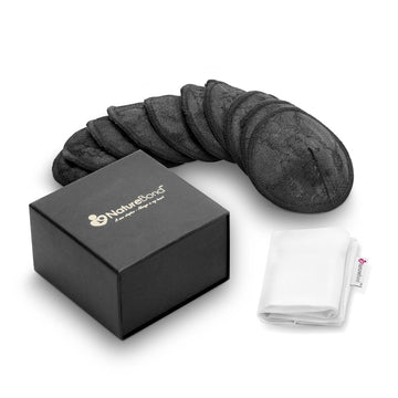 NatureBond Viscose Nursing Breast Pads - 10 Washable Breastfeeding Pads, Wash Bag, Reusable Breast Pads for Breastfeeding | New 