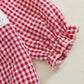 Rarjuiey My First Valentines Day Baby Girl Outfits Newborn Smocked Bubble Romper Plaid Heart Bodysuit Valentines Day Clothes (Re