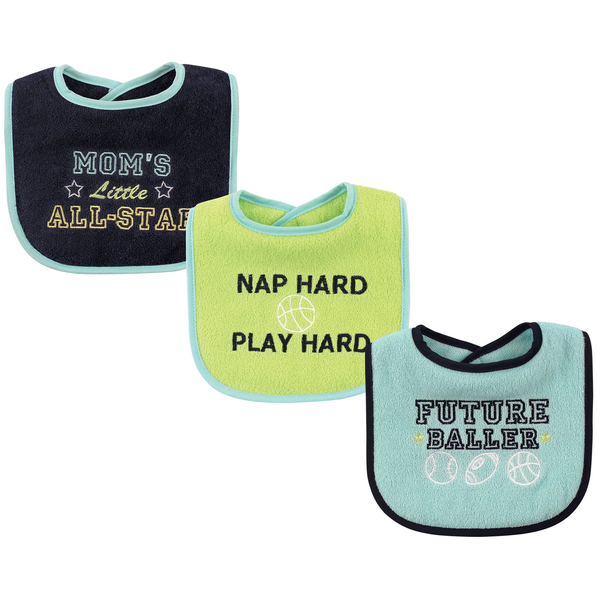 Luvable Friends Unisex Baby Cotton Drooler Bibs With Fiber Filling, Sports, One Size