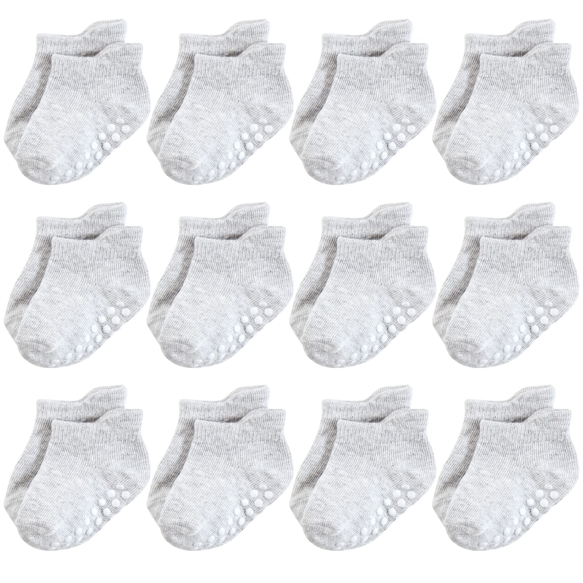 Hudson Baby Unisex Baby Non-Skid No-Show Socks, Gray, 6-12 Months