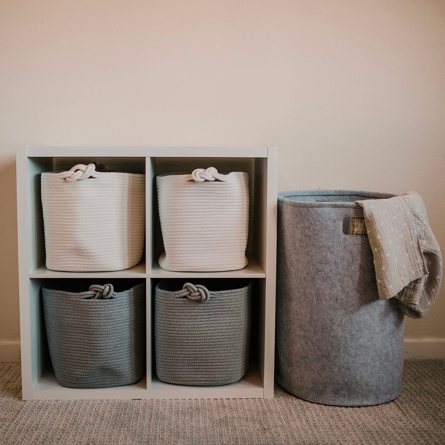 Parker Baby Nursery Laundry Hamper - Felt Storage Basket And Baby Hamper For Nursery (Gray)
