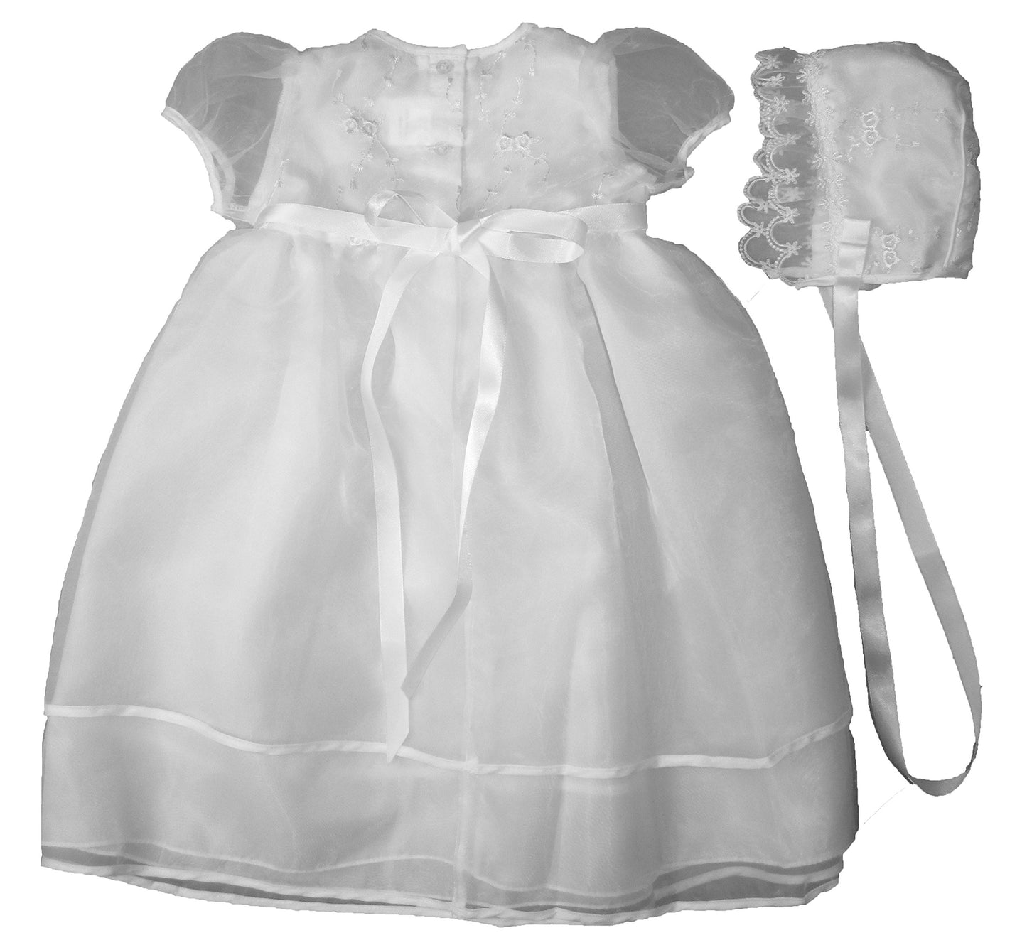 Christening Day White Sheer Organza With Embroidered Bodice - 24M