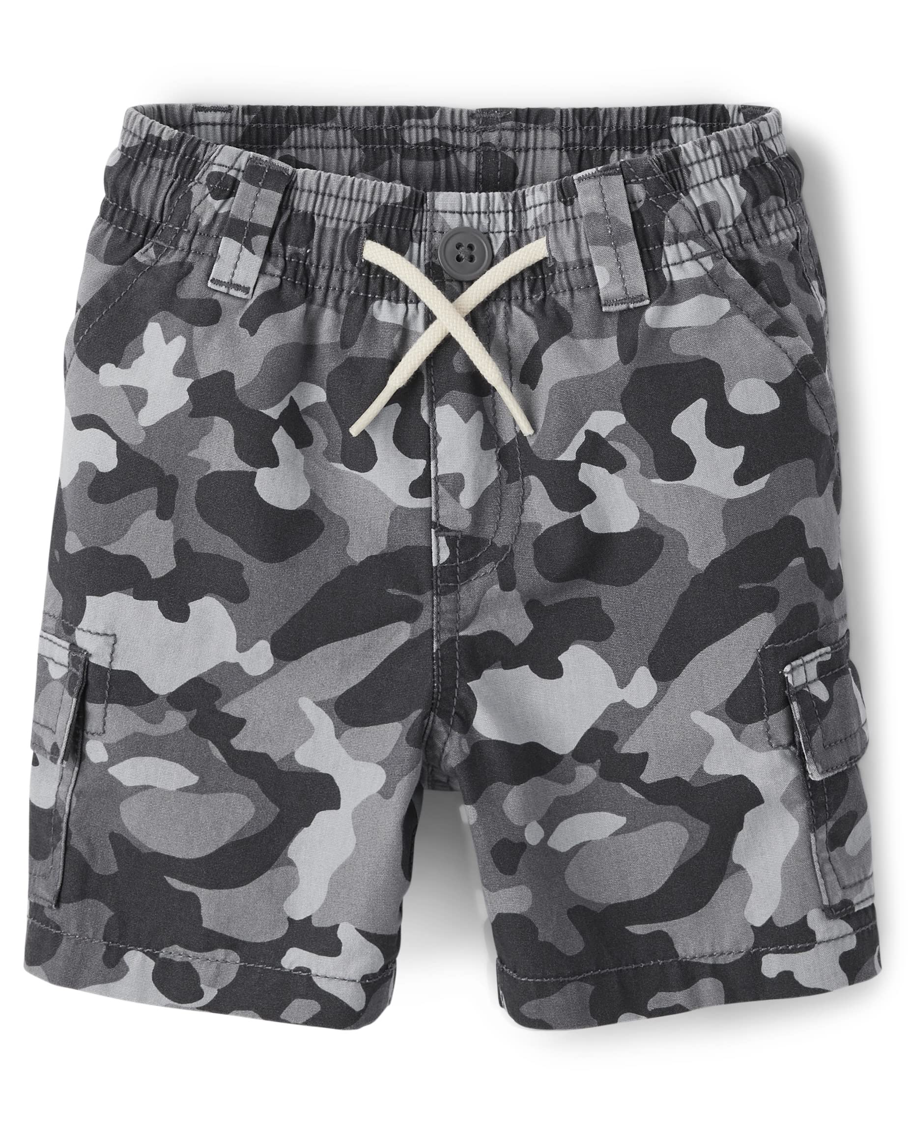 The Children'S Place Baby Toddler Boys Pull On Cargo Shorts, Grey Camo Single, 12-18 Months