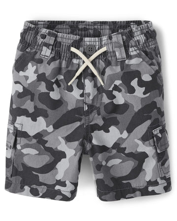 The Children'S Place Baby Toddler Boys Pull On Cargo Shorts, Grey Camo Single, 12-18 Months