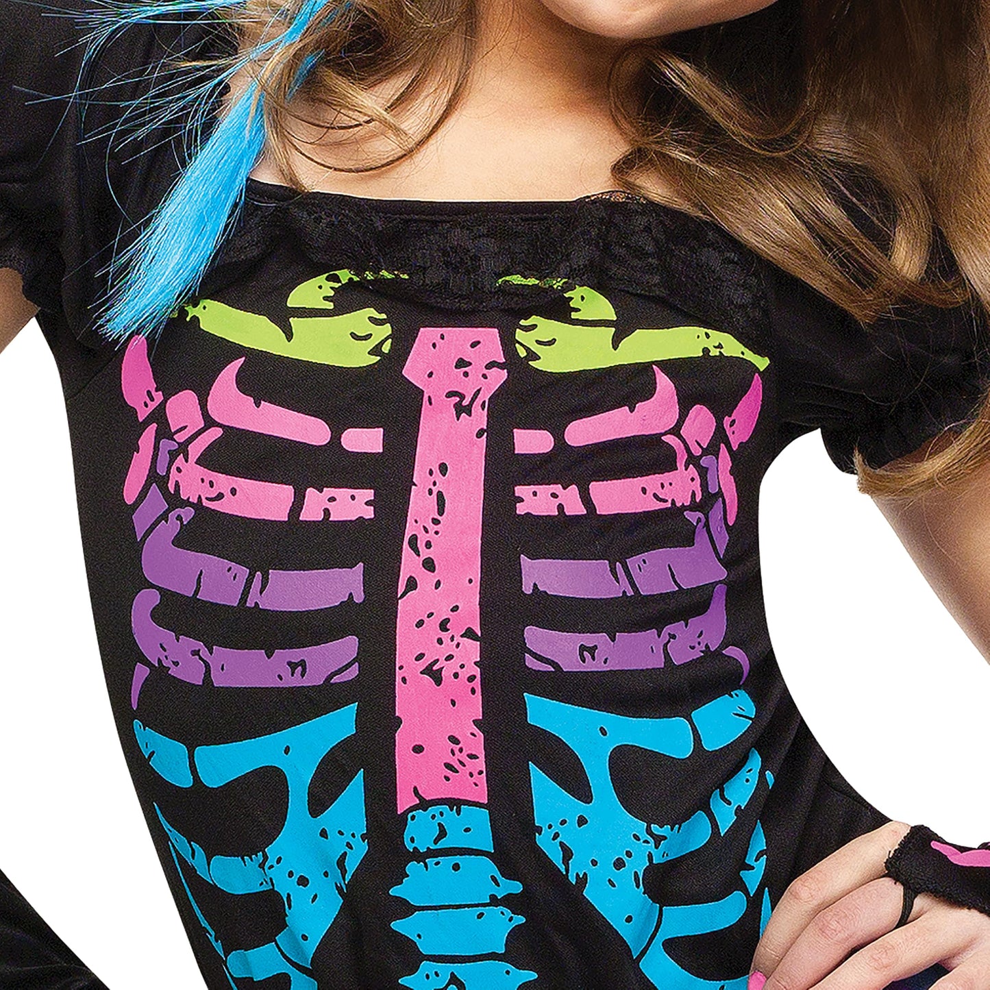 Fun World Funky Punky Bones Costume, Large 12-14, Multicolor