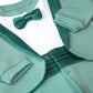 Lilax Baby Boy Gentleman Tuxedo Footie Christmas Holiday Outfit With Bow Tie (3 Months, Seafoam)