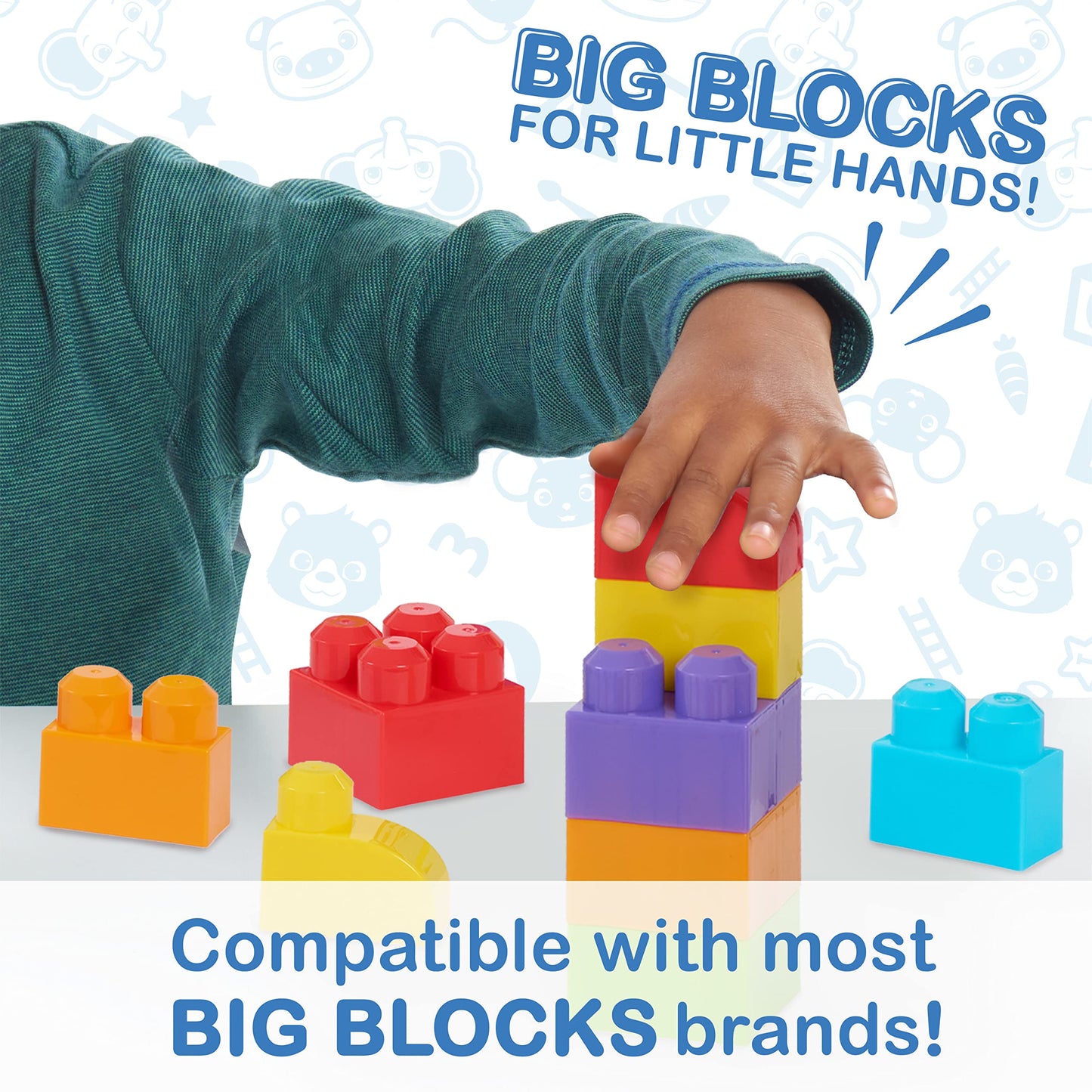 CoComelon Stacking Train, 40 Piece Large Building Block Set, 2 Figures, Colors, Numbers, Officially Licensed Kids Toys for Ages