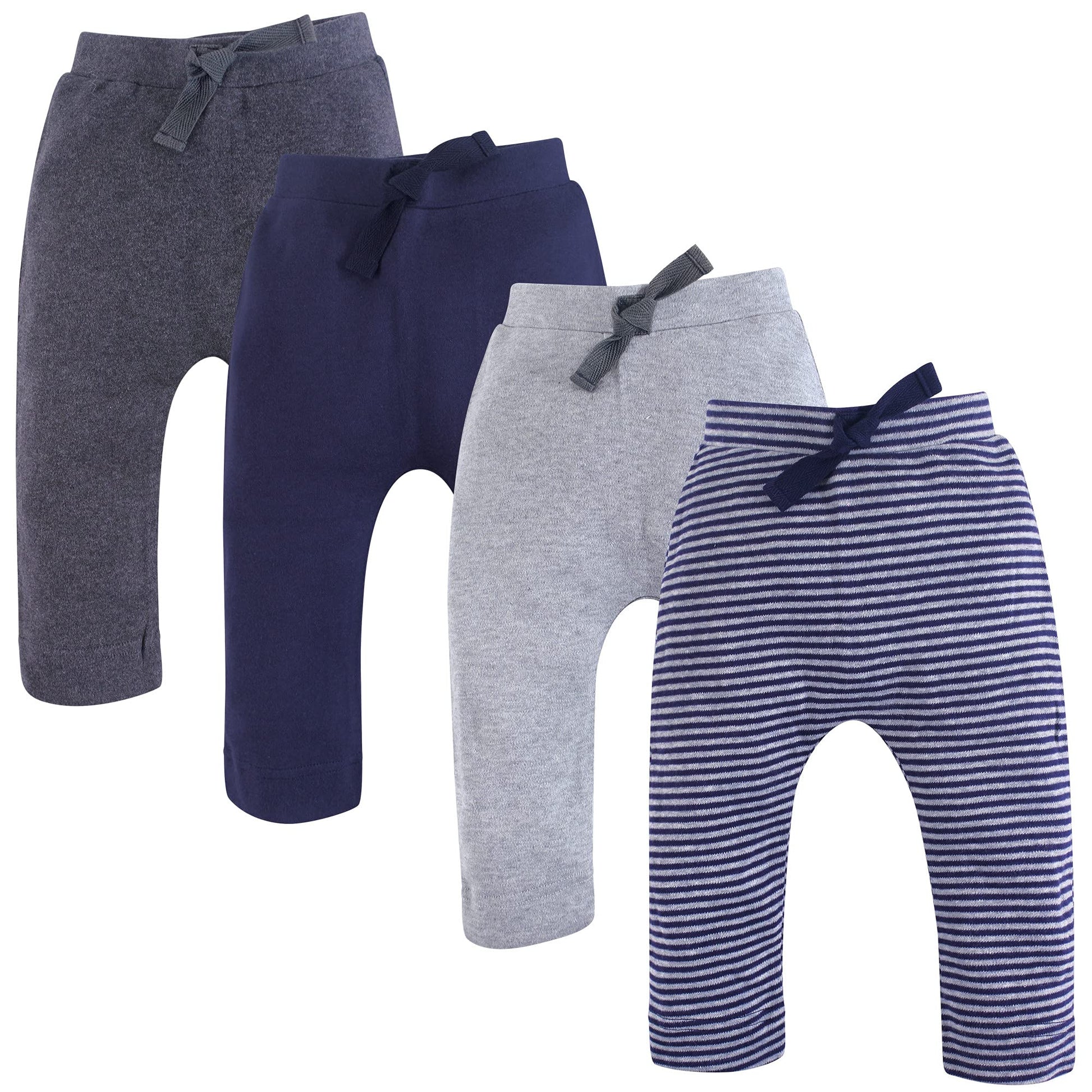 Touched By Nature Unisex Baby Organic Cotton Pants, Navy Gray, 12-18 Months