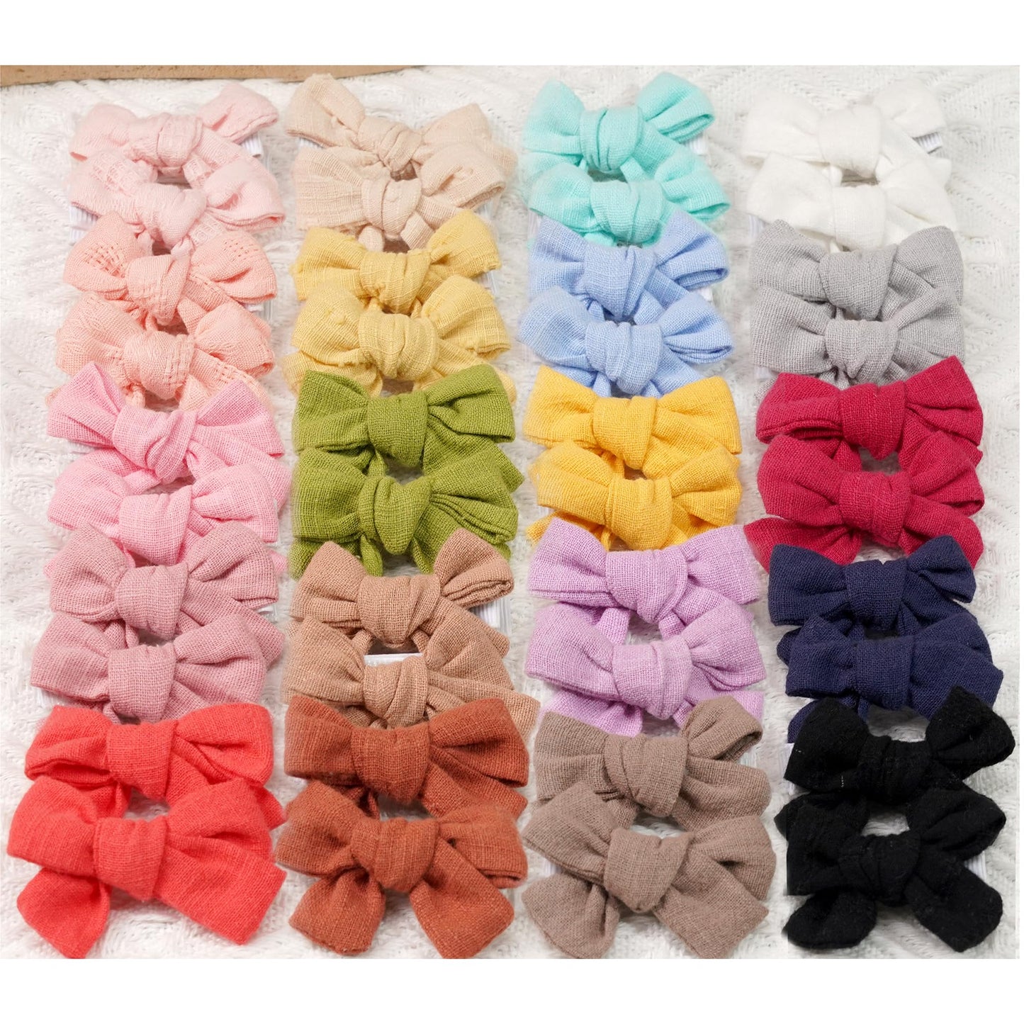 C?Llot 40 Pieces 2Inch Girls Hair Bows Linen Fabric Bows Alligator Clips Hair Accessories For Baby Toddlers And Infants(20 Pairs