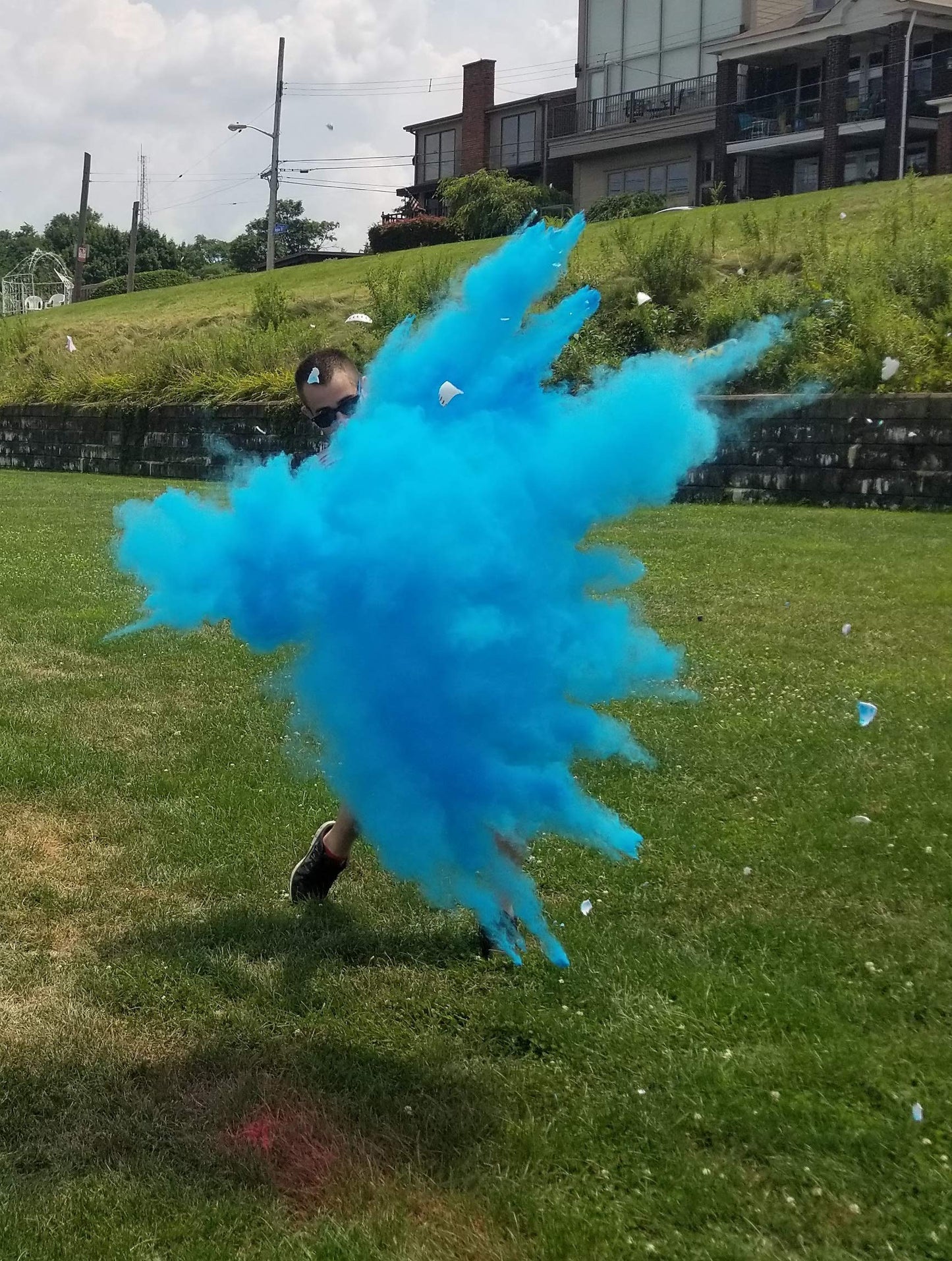 J&M Gender Reveal Baseball For Baby Showers And Reveal Parties - 100% All Natural Holi Powder (Blue)