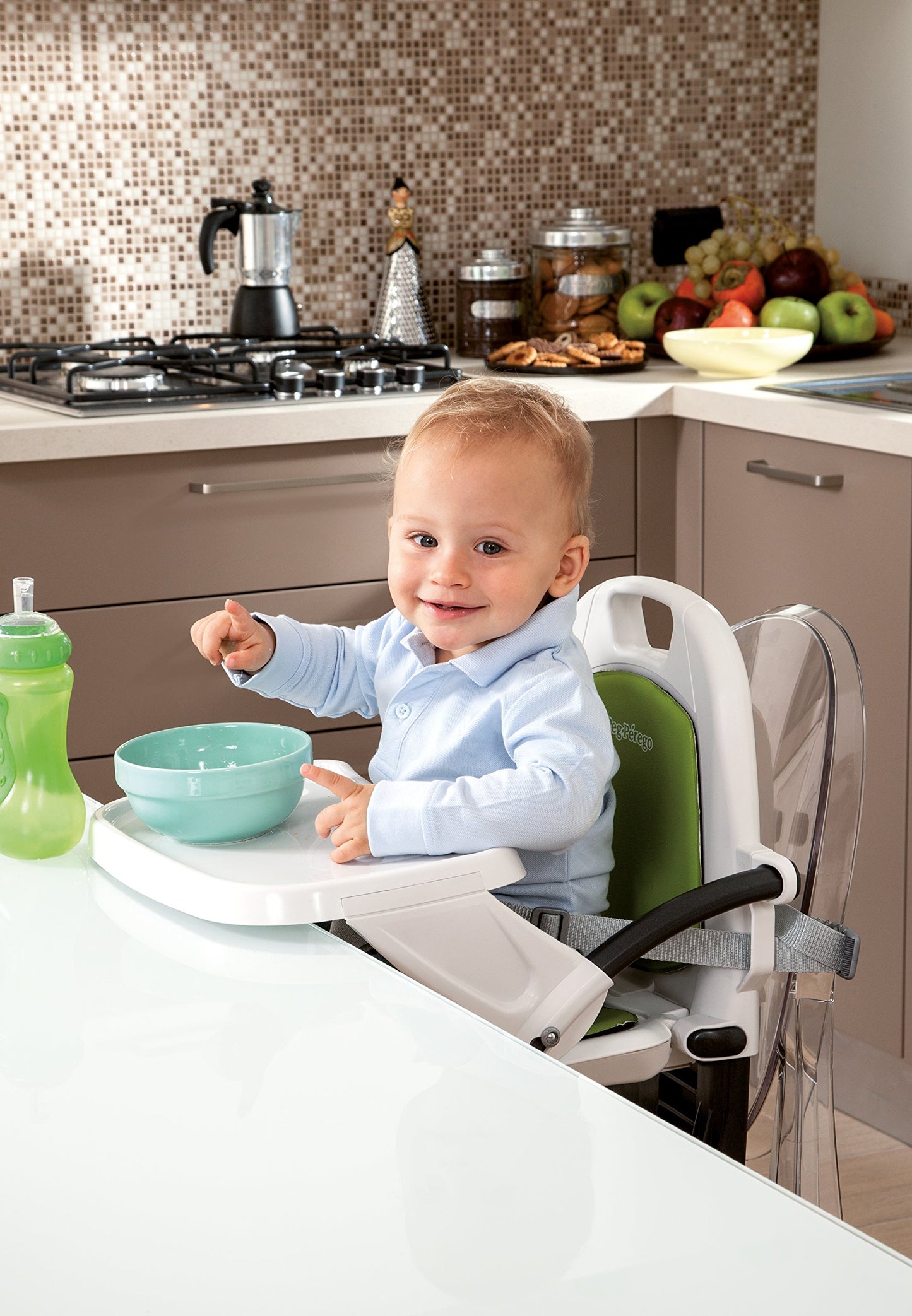 Peg Perego Rialto - Booster Seat - Suitable For Children 6 Months And Up - Made In Italy - Ice (Grey)