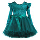 Flofallzique Toddler Long Sleeves Dress Tulle Baby Velvet Tutu Girls Special Occasion Dresses (4,Green)