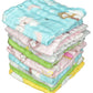 TERI BERI Muslin Cotton Printed Face Towels for Newborn Baby Extra Soft Hankies Reusable Napkins for Infants Toddlers (Pack of 5