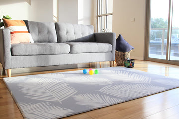 Cushmat Stylish Reversible Foam Play Mat (Large, Palm Gray - Blue Diamonds) - Soft, Waterproof, Durable Play Mat For Infants, Ba