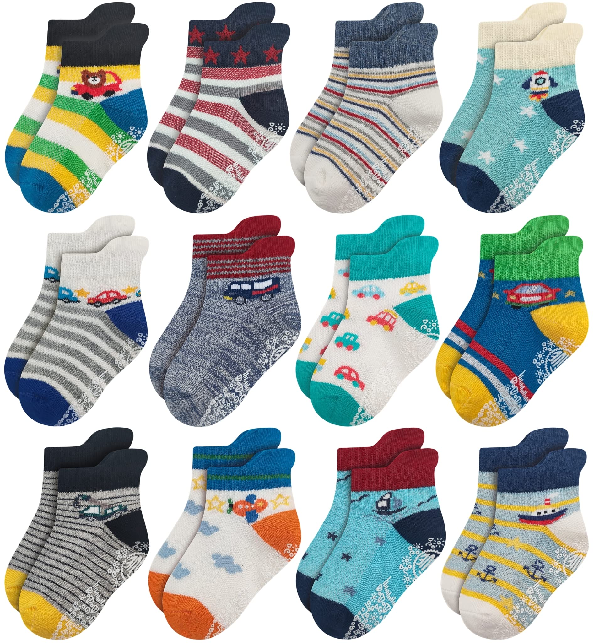 Rative Ankle Anti Slip Non Skid Organic Cotton Socks With Grips Grippers For 1 2 Years Old 2T 12 18 Months Toddler Boy Boys Girl