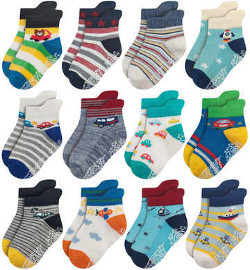 Rative Ankle Anti Slip Non Skid Organic Cotton Socks With Grips Grippers For 1 2 Years Old 2T 12 18 Months Toddler Boy Boys Girl