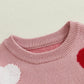 Nokpsedcb Baby Girl Cute Long Sleeve Heart Flowers Embroidery Oversized Sweater Toddler Valentine Outfit (Pink Heart, 6-9 Months