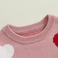 Nokpsedcb Baby Girl Cute Long Sleeve Heart Flowers Embroidery Oversized Sweater Toddler Valentine Outfit (Pink Heart, 9-12 Month
