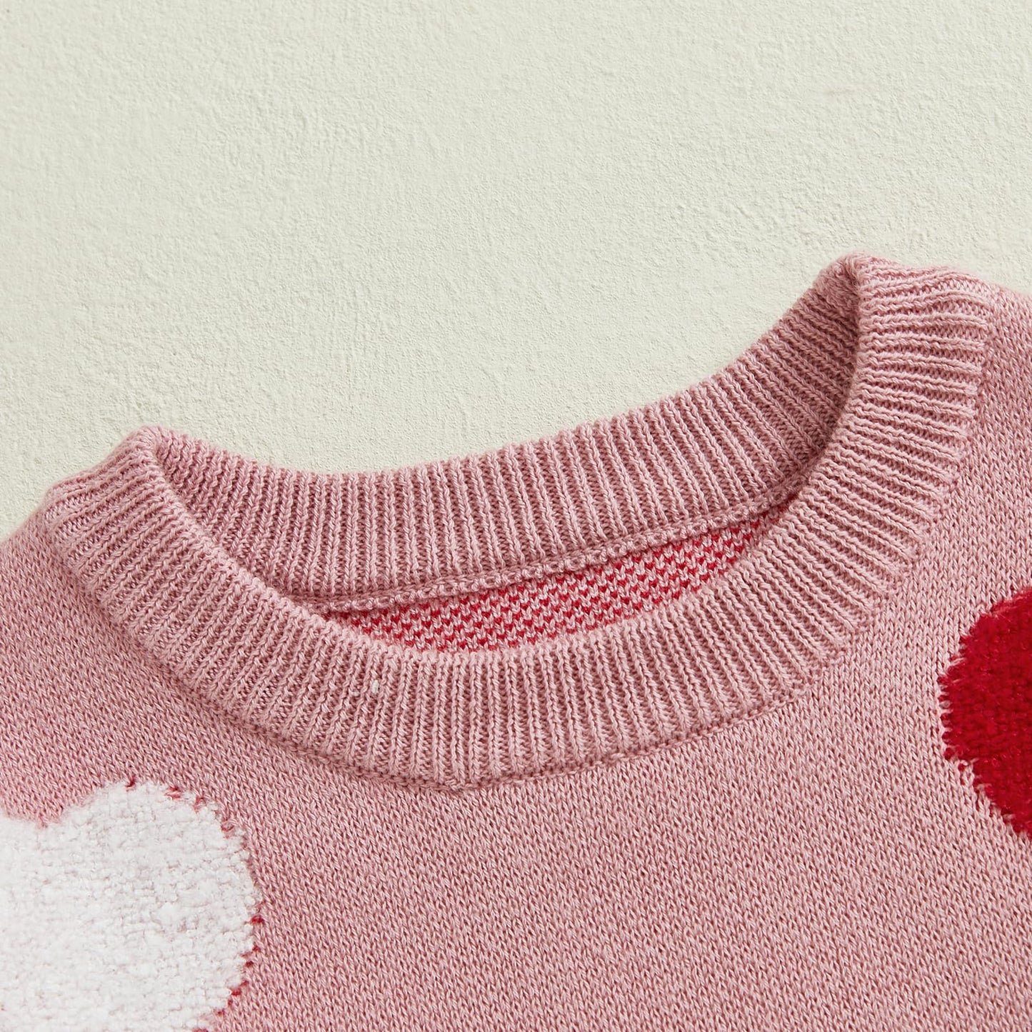 Nokpsedcb Baby Girl Cute Long Sleeve Heart Flowers Embroidery Oversized Sweater Toddler Valentine Outfit (Pink Heart, 18-24 Mont