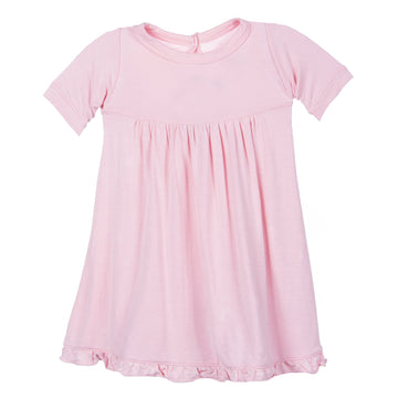Kickee Pants Little Girl Short Sleeve Swing Dress, Lotus Pink, 0-3 Months