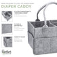 Parker Baby Diaper Caddy - Nursery Storage Bin And Car Organizer For Diapers And Baby Wipes - Gray, Large